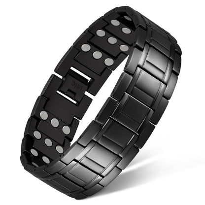 Feraco 3X Strength Copper Magnetic Bracelet for Men - 99.99% Pure Copper with 3800 Gauss Magnets(Black)