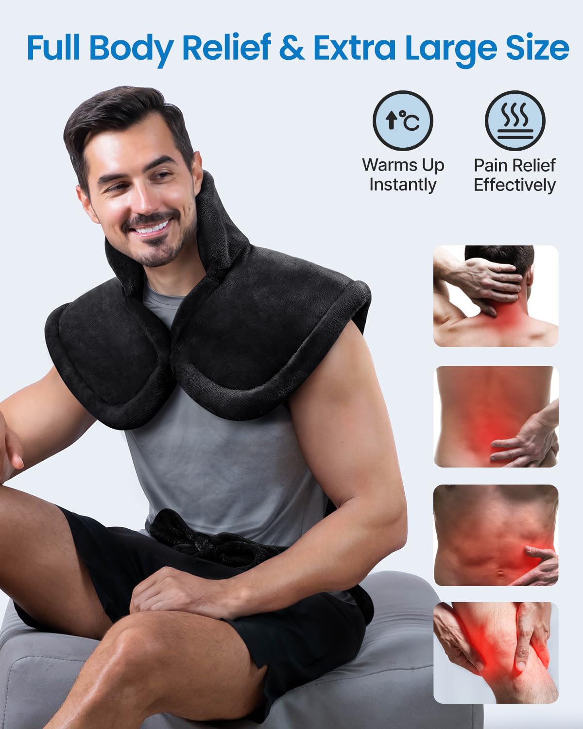 RENPHO Electric Heating Pad for Back Pain Relief, Birthday Christmas Gifts for Women Men Mom Dad Elderly, FSA Eligible Items Only List, Large Heat Pad for Neck Shoulders, 24"x33", ETL Certified, Gray
