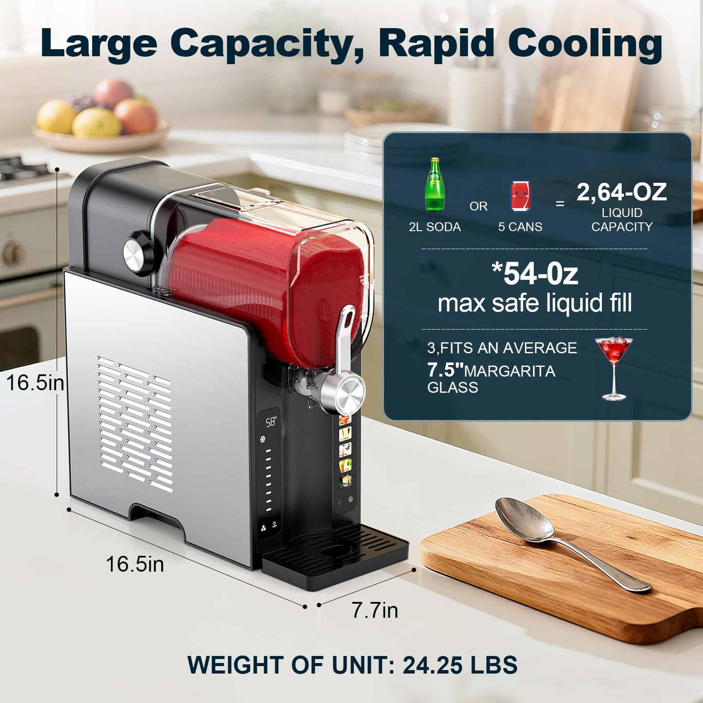 Slushie Machine,No Ice Needed Slushy Machine for Home,6 Preset,Real-Time Temp Display,Auto-Clean,Frozen Margaritas,Cocktails,Frappés,Ice Cream,Smoothies,Milkshakes,Summer Parties