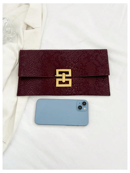 Verdusa Women's Clutch Evening Bags Trendy Envelope Handbags Metallic Purses Burgundy C One Size