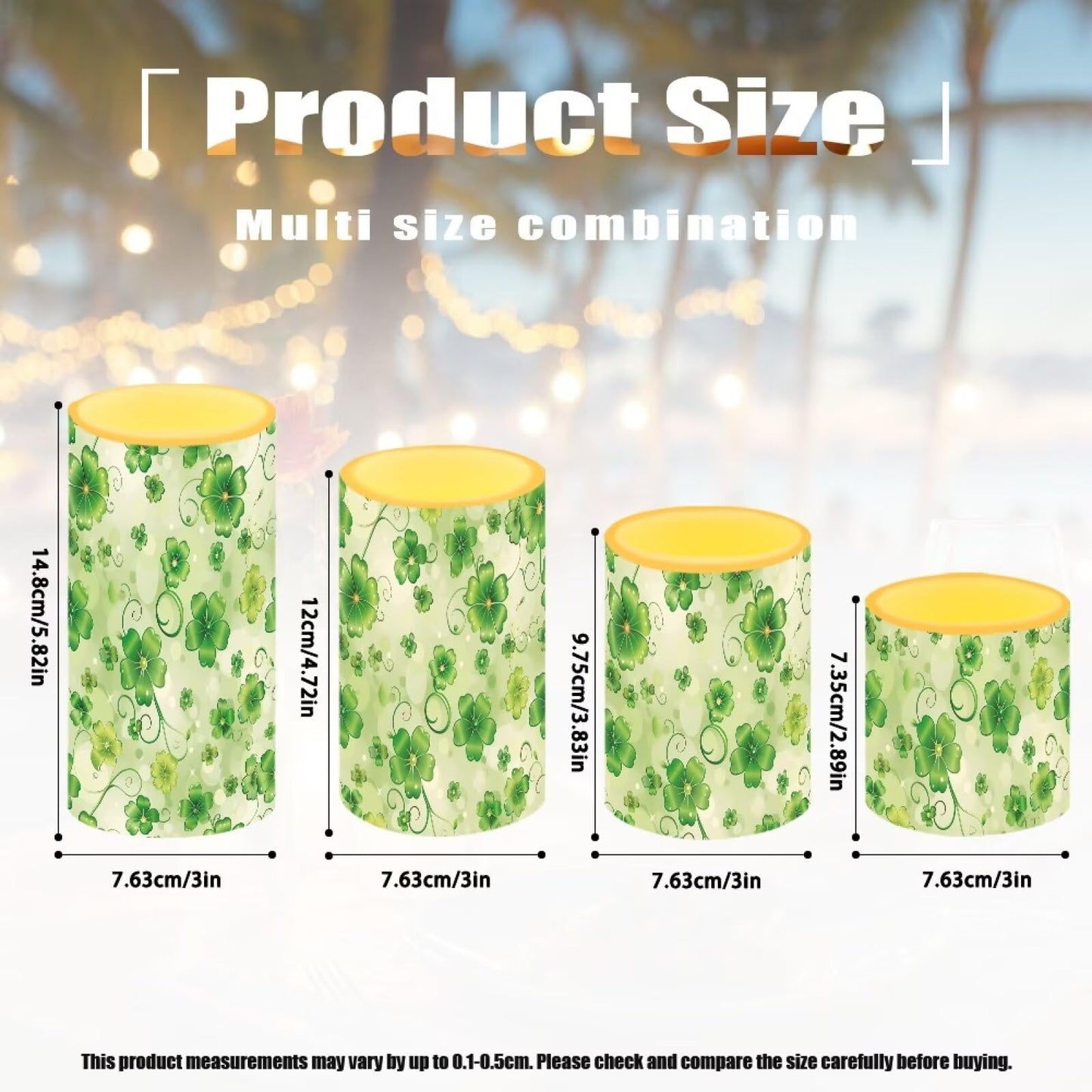 NETILGEN 4 Pcs Flameless Candles Battery Powered with Multicolor Lights Timer Remote Control LED Candles St Patrick's Day Green Leaf