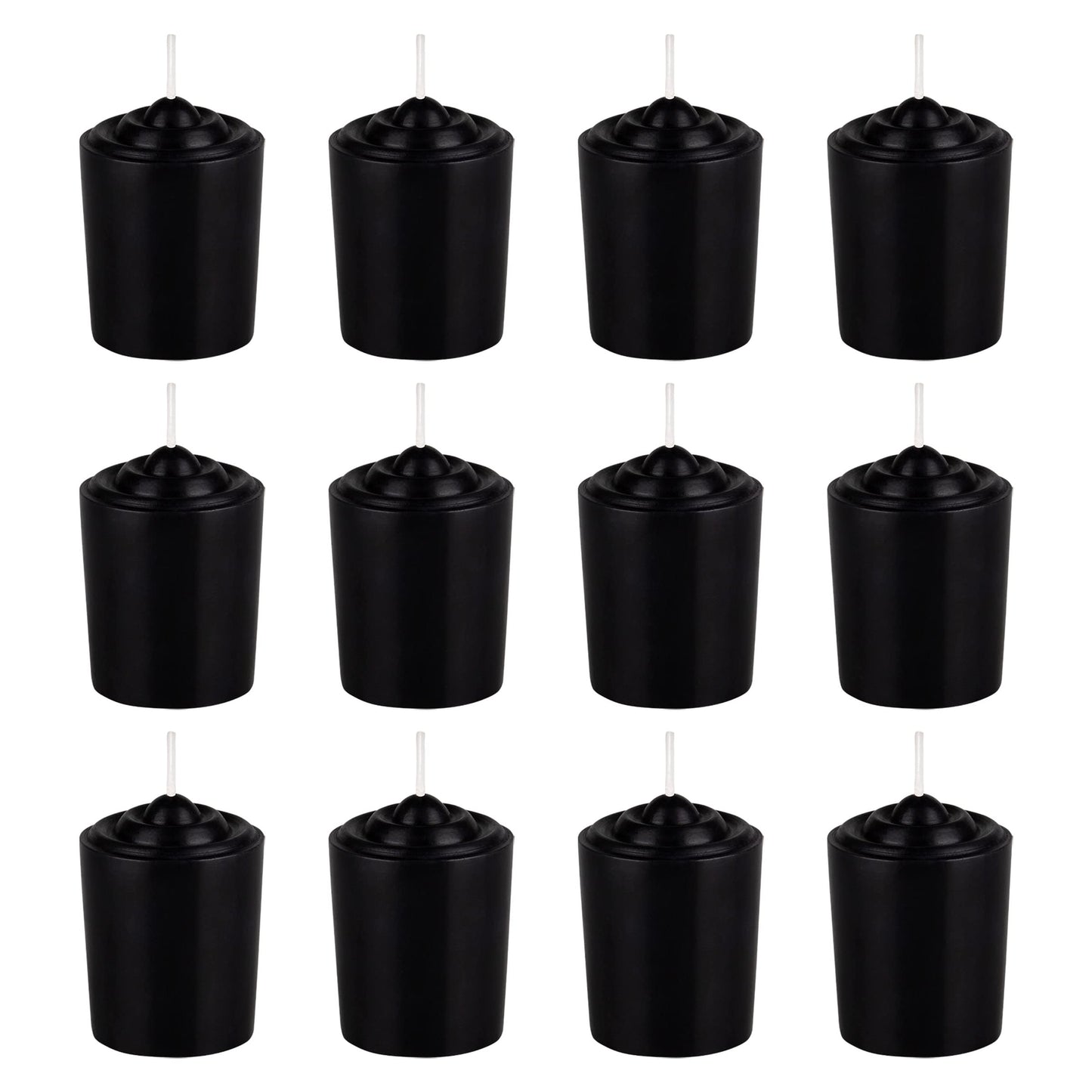 Mega Candles 12 pcs Unscented Black Votive Candles, Hand Poured Wax Candle 15 Hours 1.5 Inch x 2.25 Inch, Home Décor, Wedding Receptions, Centerpieces, Occasions, Events, Festivities, Meditations