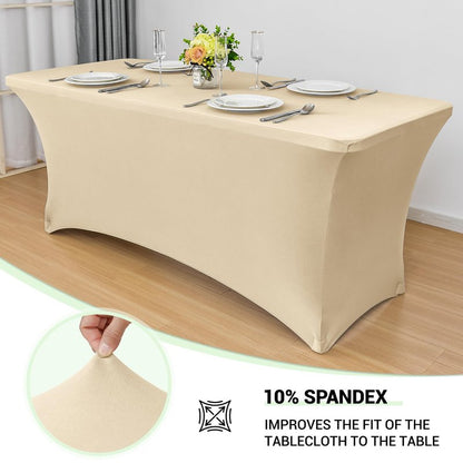 Obstal 6ft Stretch Spandex Table Cover - 4 Pack Universal Rectangular Fitted Tablecloth Protector for Wedding, Banquet and Party (Champagne, 72L x 30W x 30H Inches)