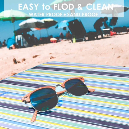 GIVERARE Picnic Beach Blanket, XL Sandfree Waterproof Outdoor Camping Blanket, Quick Drying Oxford Family Mat, Portable Extra Large Picnic Mat for Travel, Hiking, Music Festival, Lawn