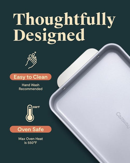 Caraway Non-Stick Ceramic 9”x13” Rectangle Pan - Naturally Slick & Non-Toxic - Perfect for Brownies & Lasagnas - Slate