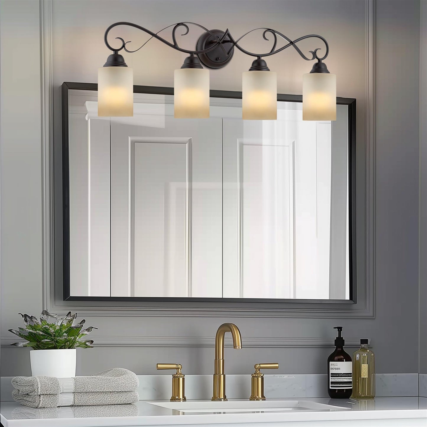 Kira Home Villa 6" Pendant Light Glass Shade Replacement w/Amber Cylinder Design (Set of 3), Bathroom Vanity Light & Chandelier Glass Upgrade, 6" x 4", Fits Threaded Medium Base Sockets