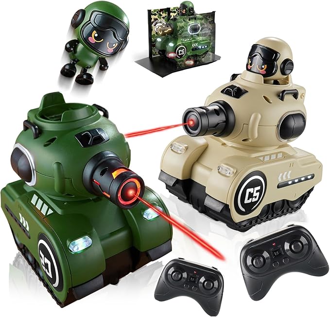 2 Pack RC Battle Tanks RC Tank that Shoots with Infrared System &amp Sound Effects Remote Control Tank with HP Station for Boys &amp Girls Age 6-12 Christmas Birthday Easter Gifts for 8-12