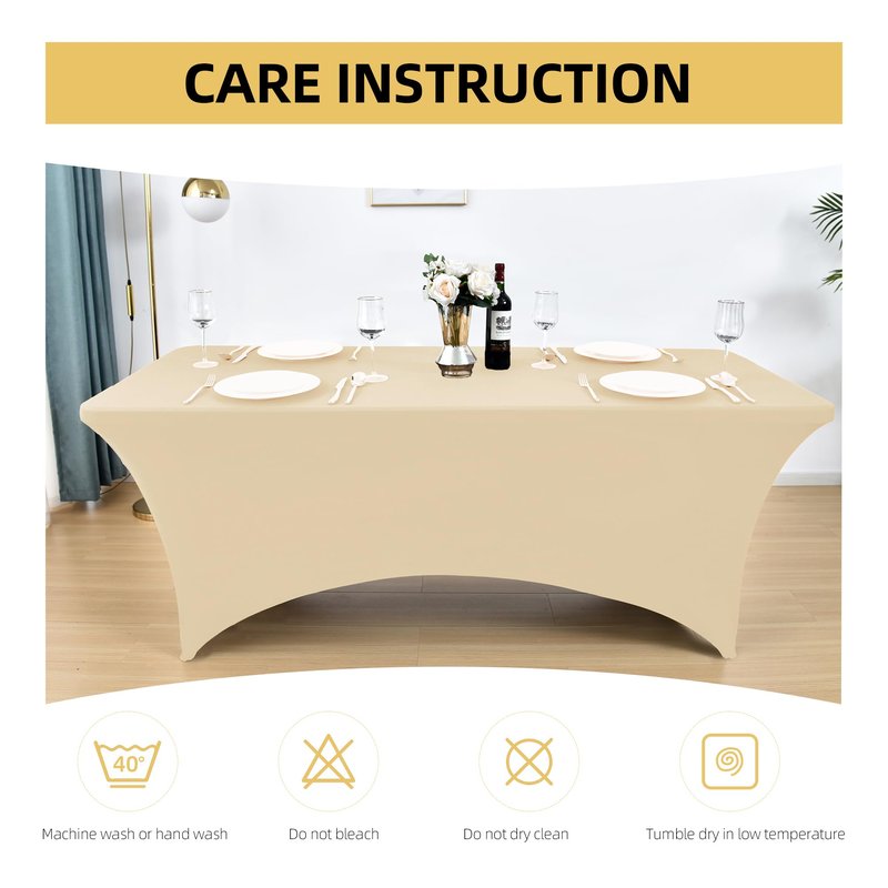 ZarzaaSik 10-Pack 4ft Spandex Table Covers for Rectangular Folding Tables - Wrinkle Resistant Stretch Tight Table Cloths - Fitted Table Protector for Parties, Trade Shows, Banquet, and Wedding