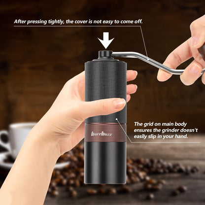 New MB1 Manual Coffee Grinder, Stainless Steel Conical Burr Coffee Grinders, Easy Cleaning, Hand Espresso Grinder Adjustable Settings for Pour Over,Cold Brew Travel Gift (Gray)