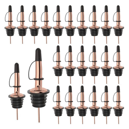 Pafusen 24 Pack Liquor Bottle Pourers, Liquor Pour Spout for Liquor Bottles, Stainless Steel Olive oil Dispenser Spout, Alcohol Pourer Dust Caps Covers Fixed, Rose Gold