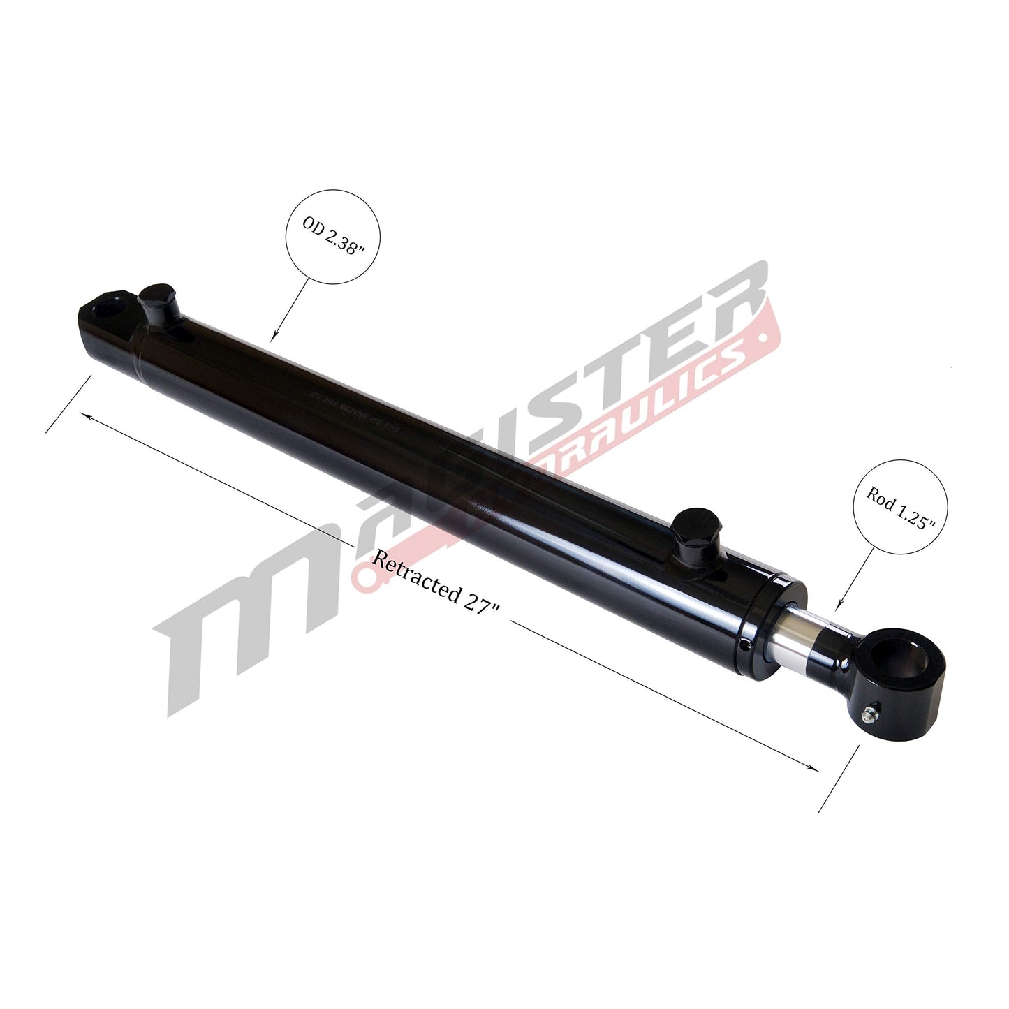 Magister Hydraulics Double Acting Hydraulic Cylinder - Tang Universal Hydraulic Cylinder 2" Bore, 18 inch Stroke Tang Style (2x18)