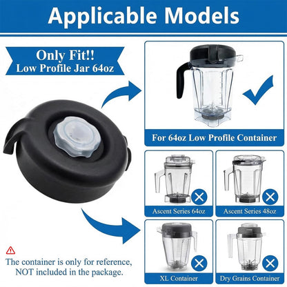 Blender Lid Replacement, 64oz Low-Profile Container Lid, Compatible with VM0103 VM0158 E310 E320, Replace for Pro 750 5200 5300 7500 Series, Rubber Lid Cover for Pitcher Jar