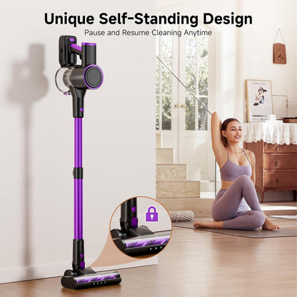Skiennix Cordless Vacuum Cleaner - 40Kpa Powerful Suction, Lightweight 8-in-1 Design for Hard Floors | Black