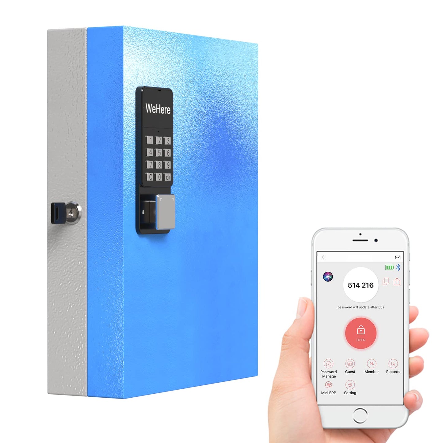 DiDiHere 32 Key Lock Box(Plus), Smart Key Cabinet Wall Mount, 4-Way Unlocking, OTP/APP/Fixed Code Unlock,OTP Access Share Half Remote Unlock