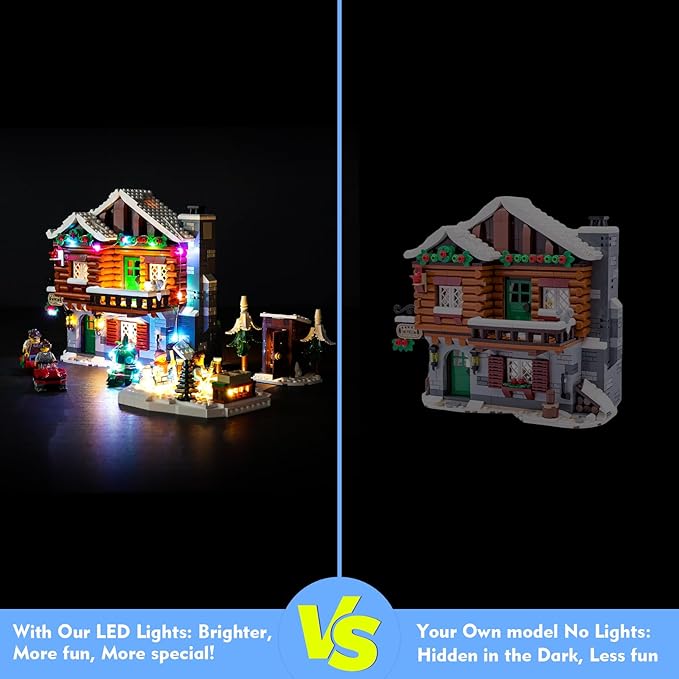 VONADO Colorful Light Kit for Lego Alpine Lodge Christmas Village 10325 Updated Creative LED Lighting Set Accessories Compatible with Lego 10325 Christmas Winter Village (Lights Only No Models)