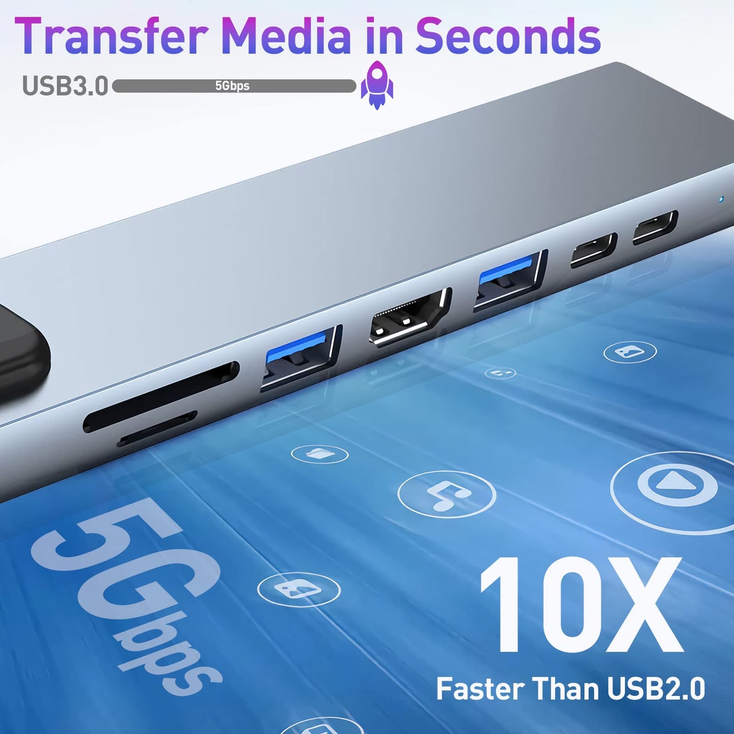 USB C HUB, USB C Adapter 11 in 1 Dongle with 4K HDMI, VGA, Type C PD, USB3.0, RJ45 Ethernet, SD/TF Card Reader, 3.5mm AUX, Docking Station Compatible with MacBook Pro/Air, Other Type C Laptops