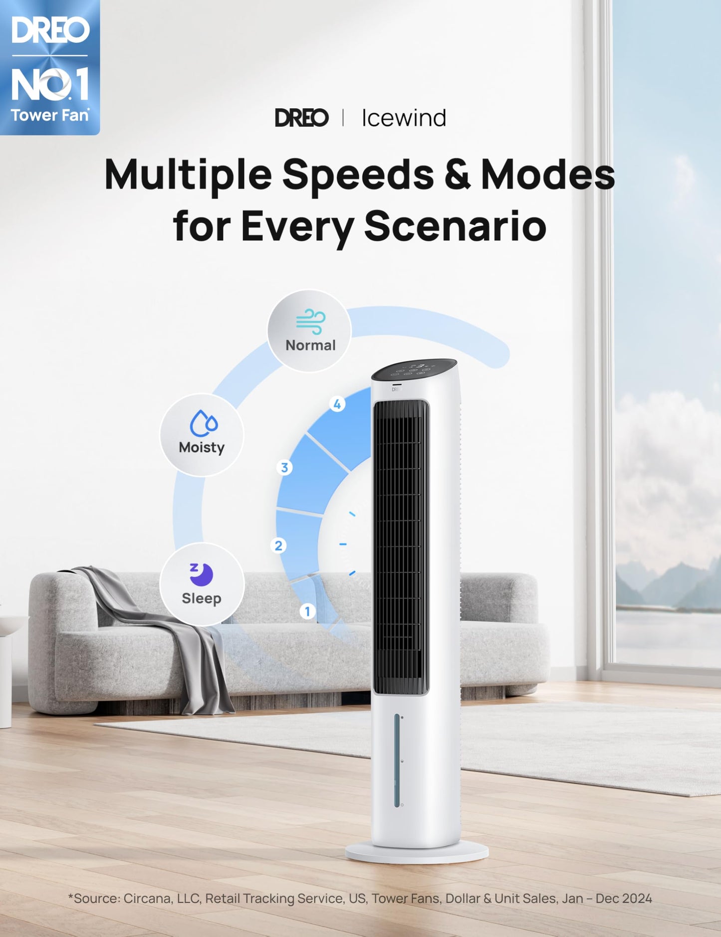 DREO Evaporative Air Cooler, 40” Cooling Fans that Blow Cold Air, 2023 Upgrade with 80° Oscillating, Removable Water Tank, Ice Packs, Remote Control, 4 Speeds, 7H Timer, Swamp Cooler for Bedroom