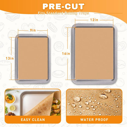 200 PCS 12x16 Inches Parchment Paper Sheets, Unbleached Parchment Paper for Baking, Non Stick Baking Sheets, Precut Parchment Paper Sheets for Baking, Brown Baking Paper (12" X 16")