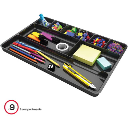 Deflecto 38104 Sustainable Office Desktop Organizer, 1" x 14" x 9", Black