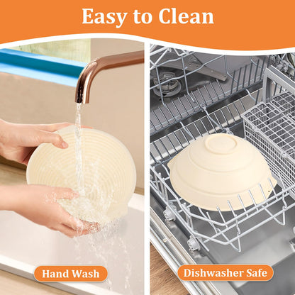 ORANGAROOS Sourdough Baking Supplies Kit Including 9 inch Round Silicone Banneton Basket, Dough Scraper, Bread Lame, Danish Whisk and Bread Bag;Proofing Basket Set for Home Bakers