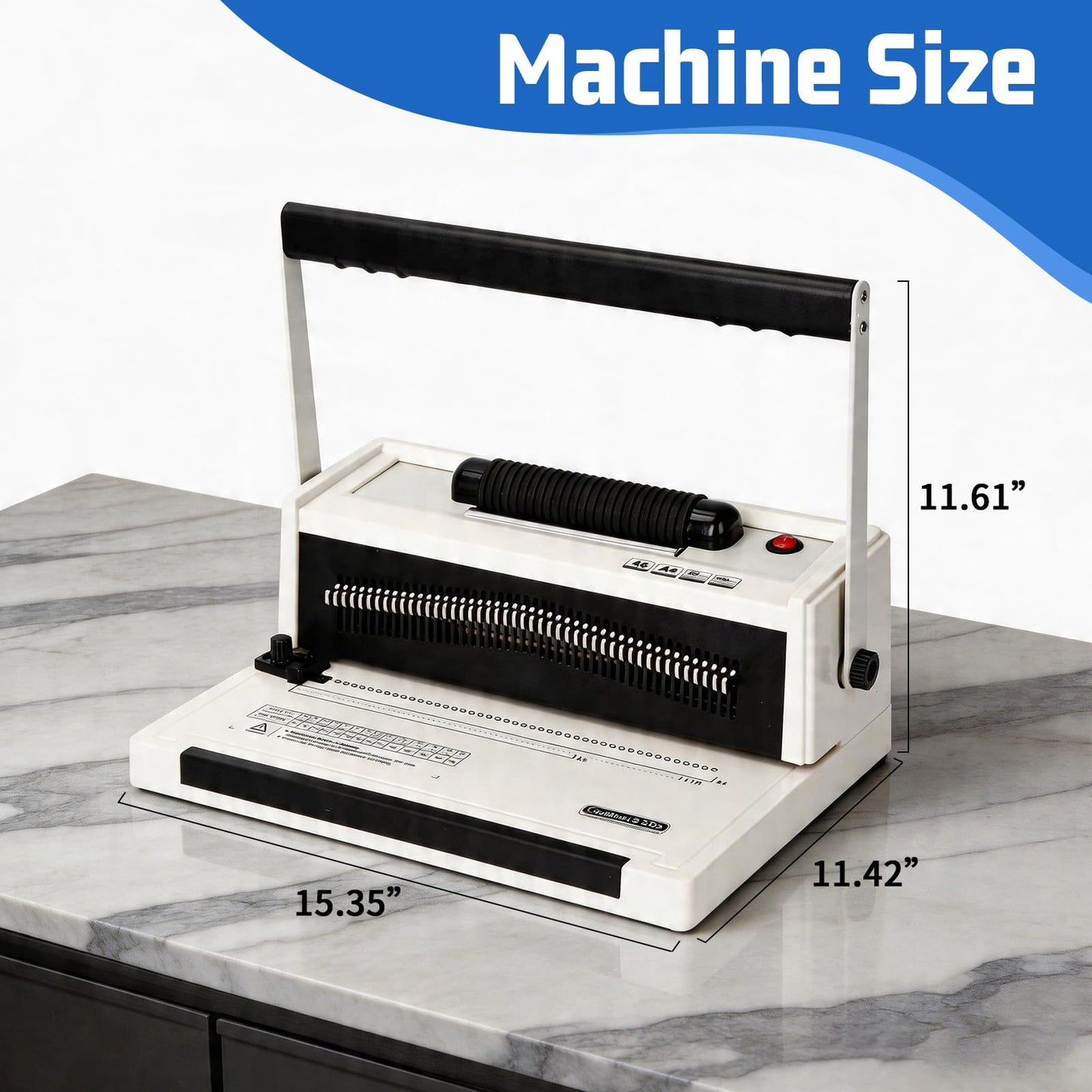 Vagbstu Spiral Coil Binding Machine with Electric Coil Inserter and Adjustable Side Margin, 20-Sheet Manual Punch,46 Fully Disengageable Dies,4:1 Pitch,Binds up to 500 Sheets - Includes 100 Coils