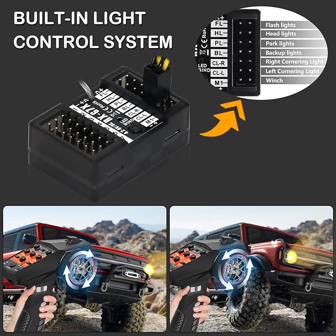 Hobby Fans RC Radio System 7CH 2.4G RC Transmitter with Receiver Anti-Jamming Remote Controller for RC Car Crawler Boat Knob