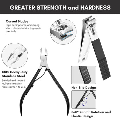 FAMILIFE Manicure Set, Nail Professional Kit Manicure Kits Nail Clipper Sets, 13PCS Stainless Steel Pedicure Sets Mens Grooming Tool, with Brown Leather Travel Case for Men