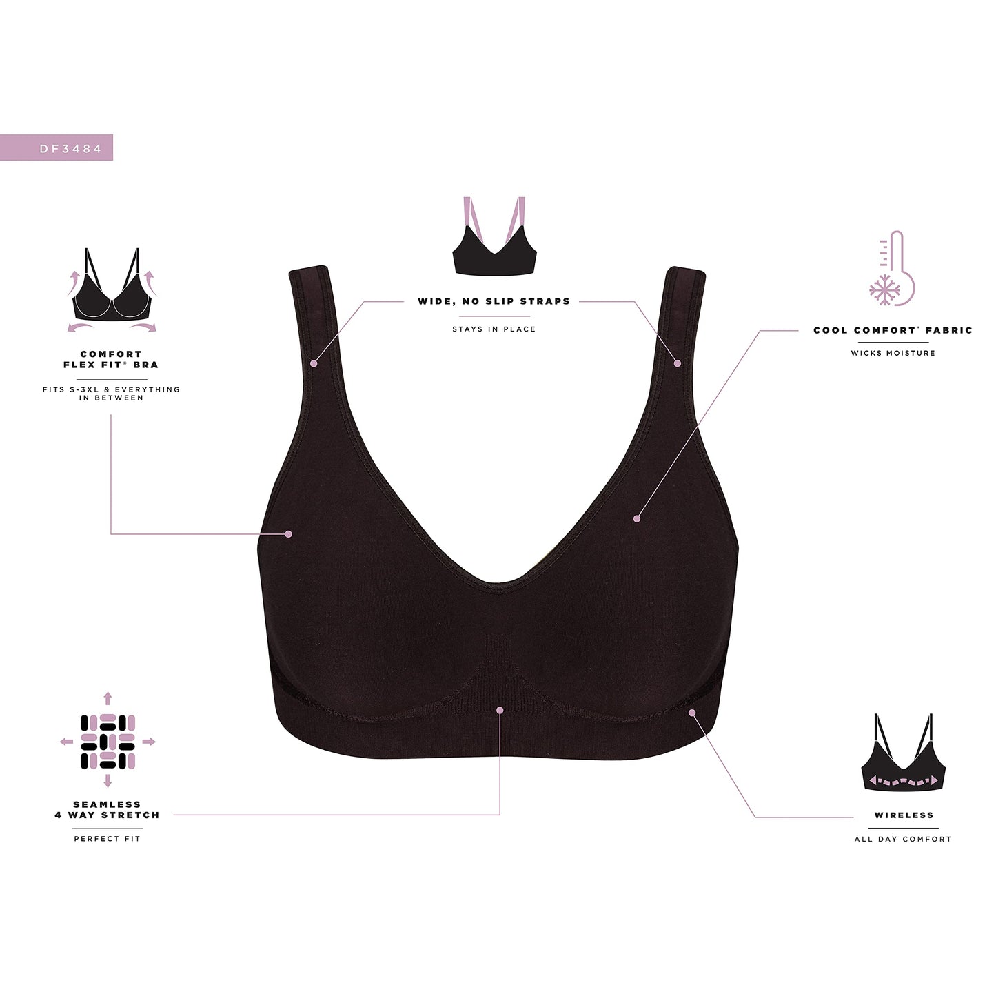 Bali Women's Wireless Bra, Comfort Revolution Seamless T-Shirt Bra, Moisture-Wicking, ComfortFlex Fit