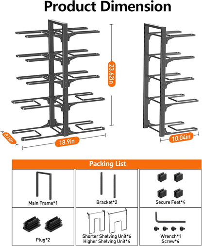MUDEELA 10-Tier Pot and Pan Organizer - Heavy Duty Under Cabinet Storage, Adjustable Rack for Kitchen Use, 23.62" Height