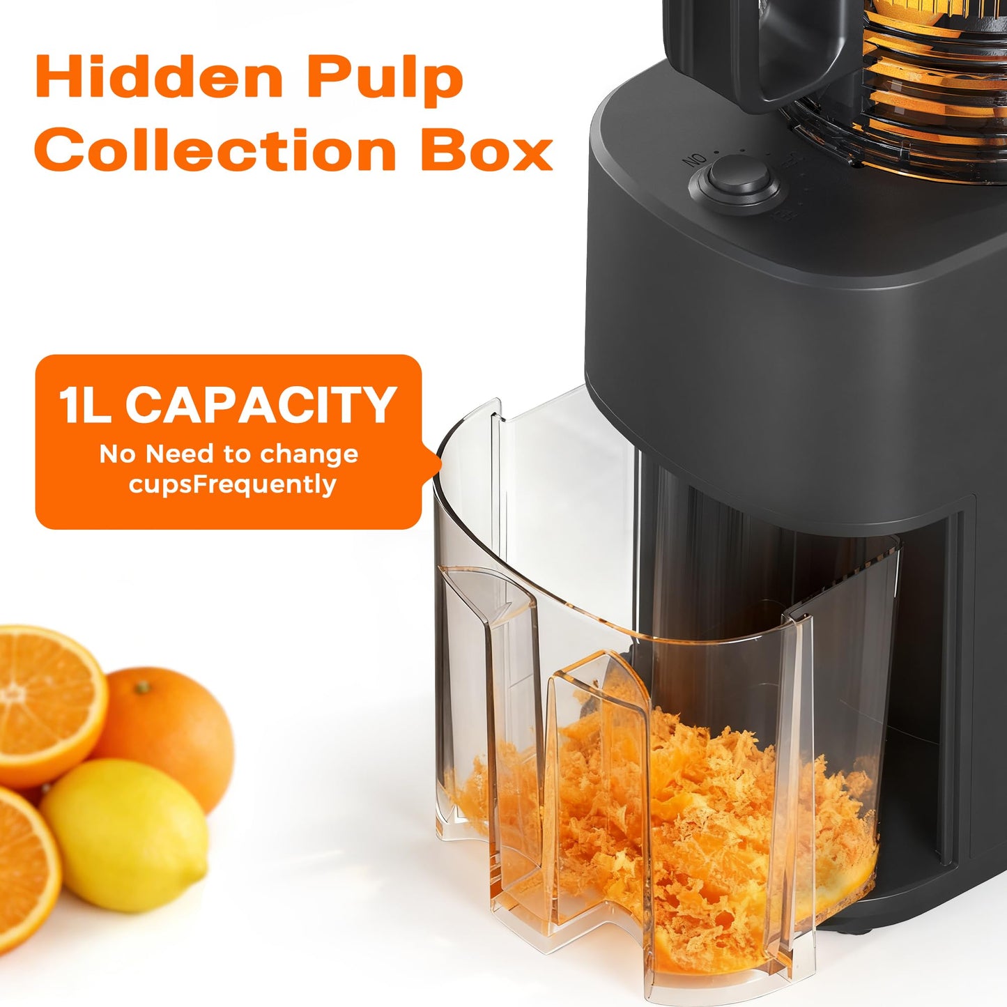 Cold Press Juicer with 5.5" Wide Feed Chute, Slow Masticating Juicer Machine for Whole Fruits & Vegetables, High Juice Yield, Gray