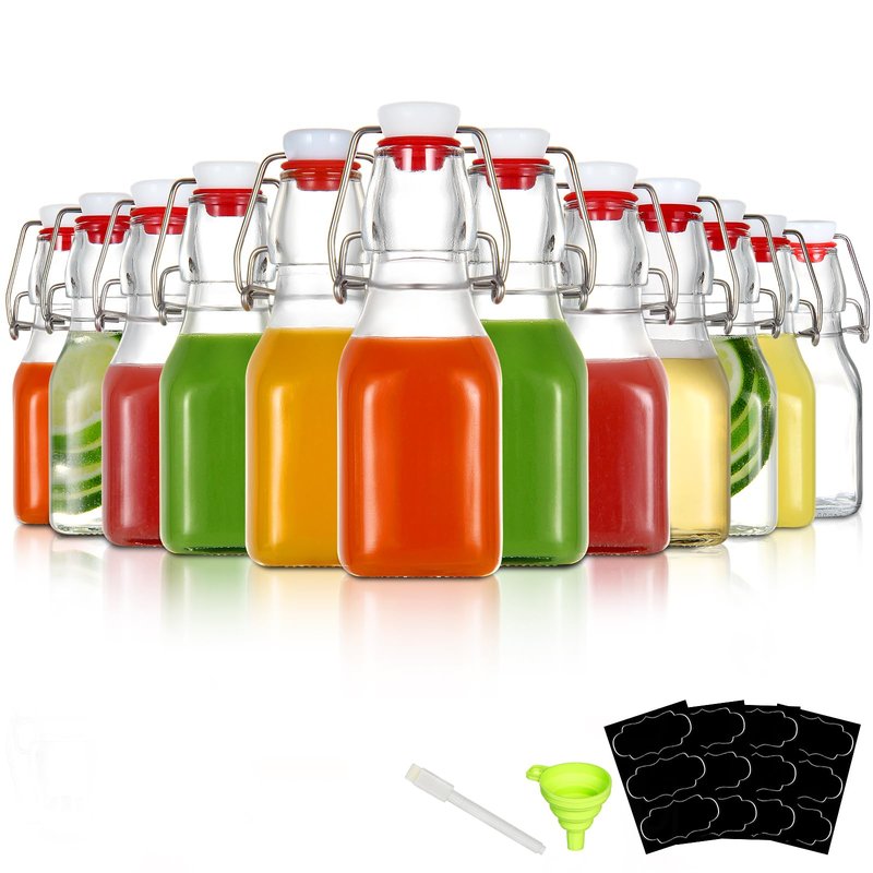 YEBODA 4oz Swing Top Glass Bottles,Small Flip Top Glass bottles with airtight Caps for Home Brewing,Kombucha,2nd Fermentation,Kefir,Beverages,Soda,Oils,Vinegar,Limoncello,Vanilla extract 12 Pack