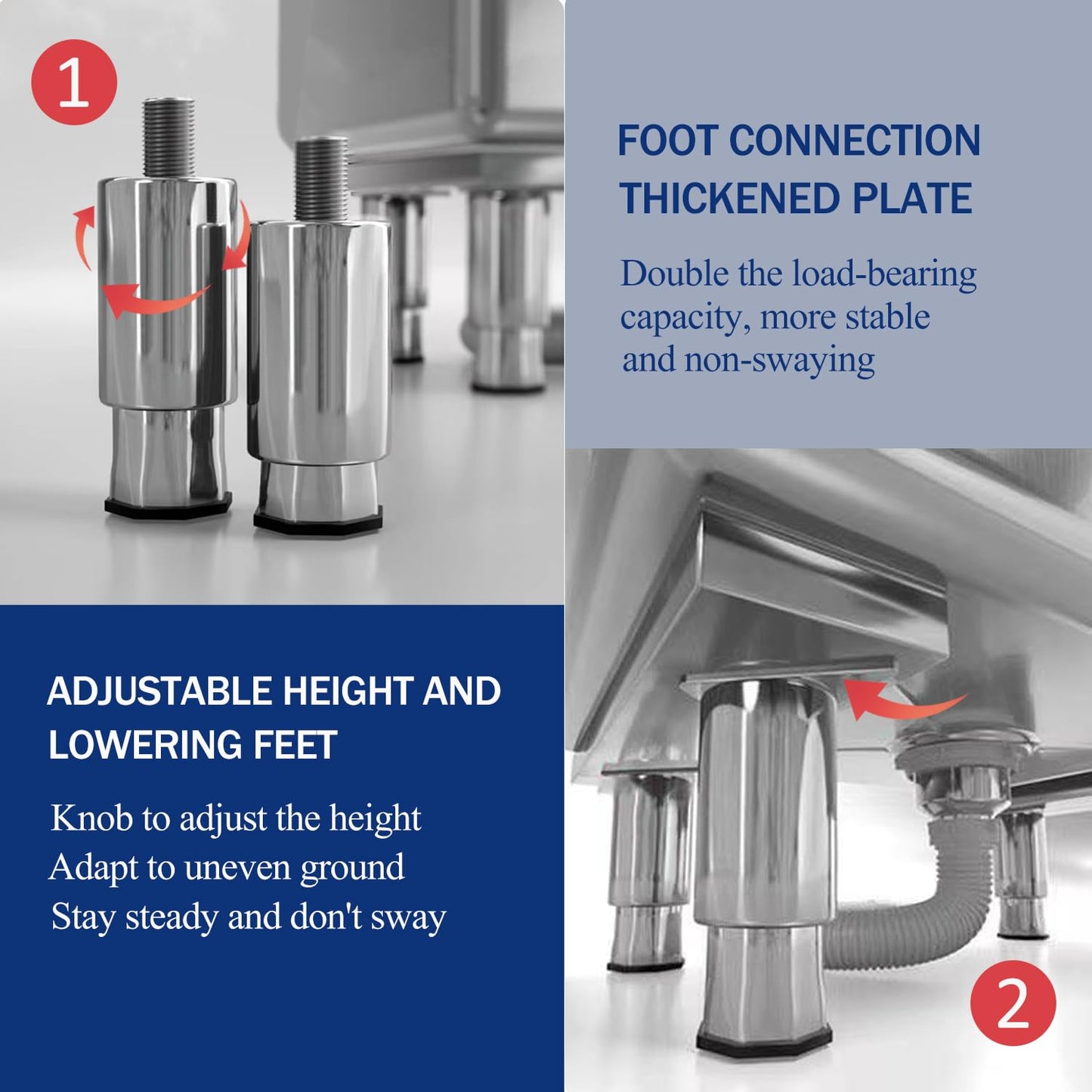 Stainless Steel Mop Service Basin，Floor Mount Mop Sink，Mop Cleaning Sink，Vertical industrial sewage tank for balconies, laundry rooms, industries, etc（39.37”×16.1”×21.6”)