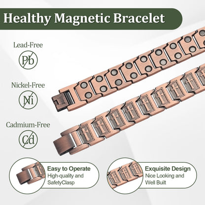 Fashtour Copper Cross Bracelet for Men, Ultra Strength Cross Bracelet With Ring Include Adjustable Link, Jewelry Gift