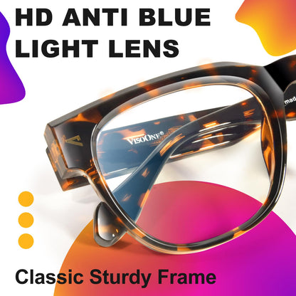 VISOONE Square TR90 Blue Light Blocking Glasses with Anti Glare Computer Glass Woman and Men SAGE