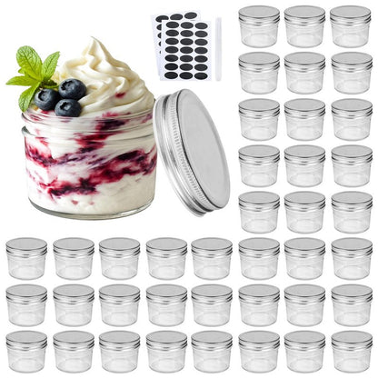 Accguan 4oz Glass Jars With Lids(Silver),Mason Jars,Ideal For Honey,Jam,Wedding Favor,DIY Magnetic Mini Spice Jars For Kitchen,Set of 40
