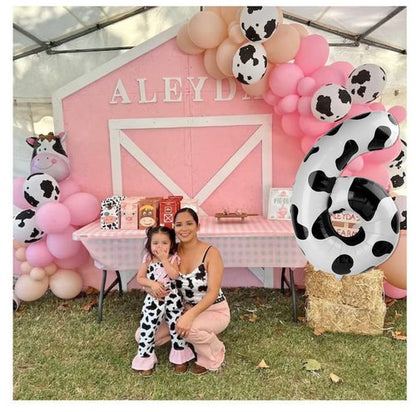 Cow Print Number 17 Balloon 40 inch, 17 Number Balloons, 17th Cow Farm Barnyard theme Birthday Decorations for Girls Boys Kids, 17 Year Old Party Supplies