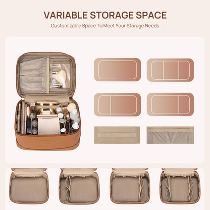 Telena Large Makeup Bag, Travel Toiletry Bag for Women, Vegan Leather Makeup Organizer Case Cosmetic Bag for Travel Essentials