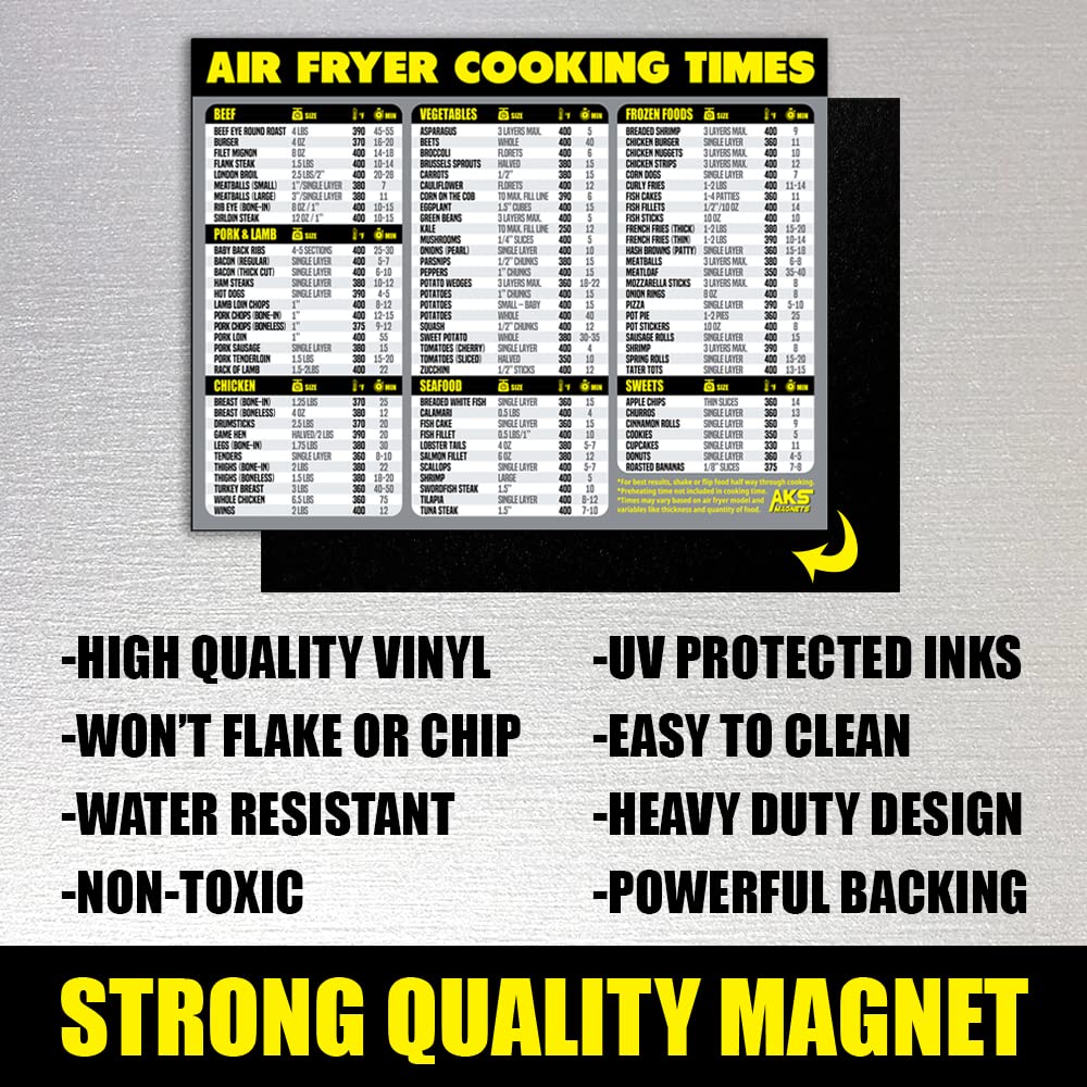 Air Fryer Magnetic Cheat Sheet - Large Print Easy to Read Airfryer Accessory - Air Fryer Cooking Times Chart Magnet, Airfry Cookbook Guide, Kitchen Cheat Sheet, Airfryer Oven Accessories 2025 (Red)