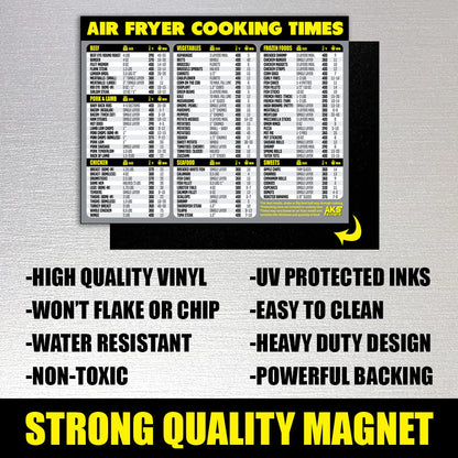 Air Fryer Magnetic Cheat Sheet - Large Print Easy to Read Airfryer Accessory - Air Fryer Cooking Times Chart Magnet, Airfry Cookbook Guide, Kitchen Cheat Sheet, Airfryer Oven Accessories 2025 (Red)