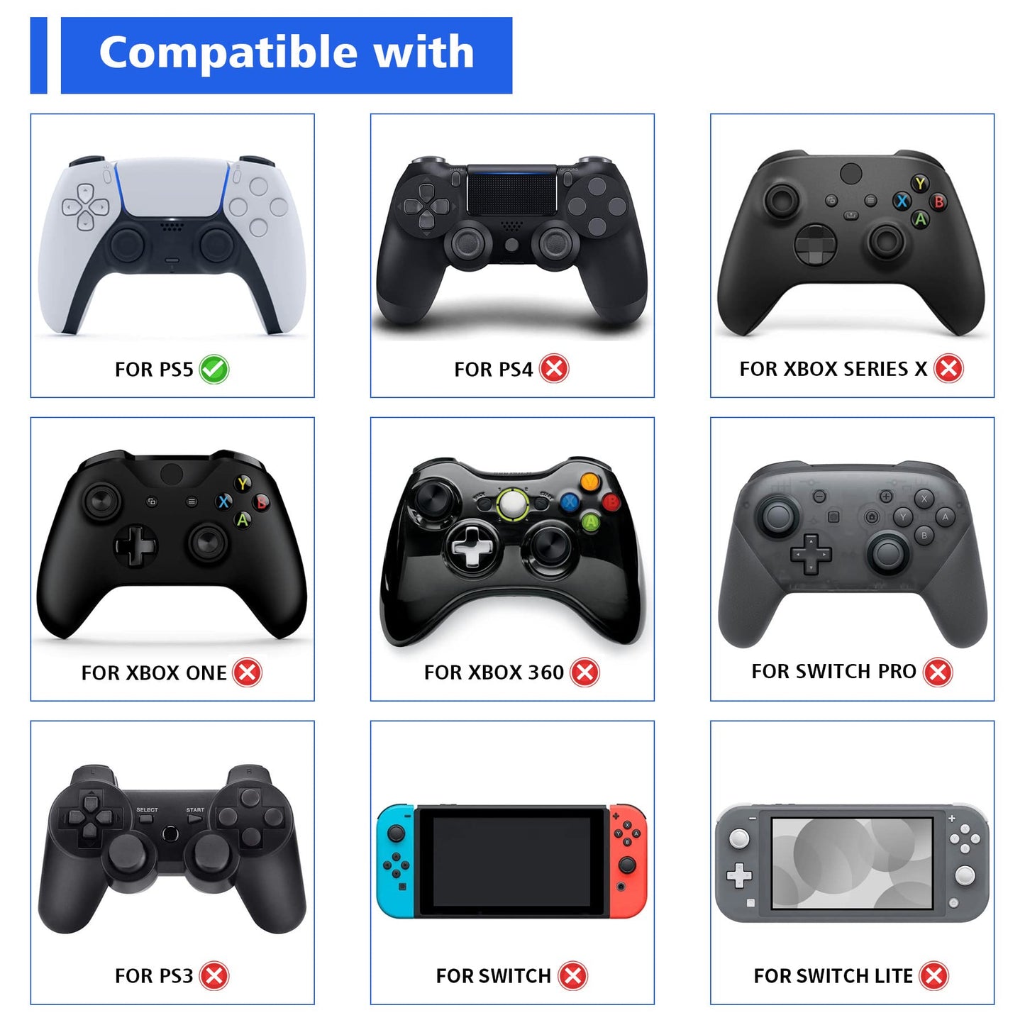 PlayVital Thumbs Pro ARMOR Thumbstick Extender for ps5 Controller, Joystick Caps Grip for ps5 Controller - 2 High Raise and 2 Mid Raise Dome - Black