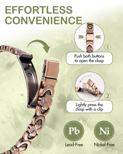 Feraco Pure Copper Bracelets for Women, Ultra Strength Magnetic Bracelet for Women with 3800 Gauss Magnet & Sparkling Cubic Zirconia, Flower Jewelry Gift, Infinite Symbol (Copper)