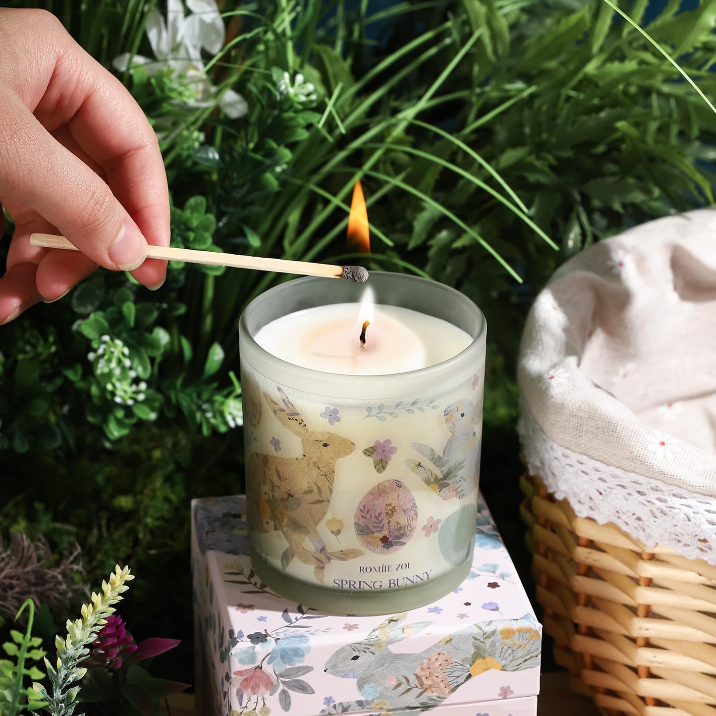 ROMIIE ZOI Easter Scented Candle - 6oz Soy Wax Candle, Fancy Bunny, Infused with Garden Bunny Aroma