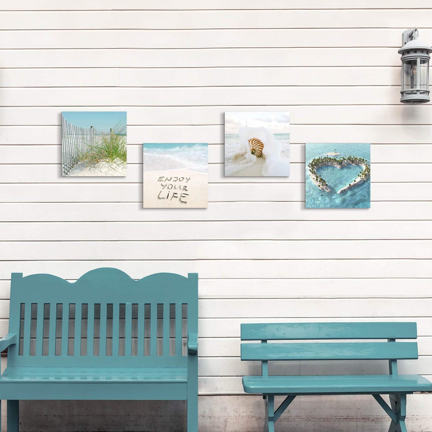 TAR TAR STUDIO Beach Scene Canvas Wall Art: Seaside Scenery Picture Print Seascape Painting Artwork for Living Room (12" x 12" x 4 PCS, Multiple Style)