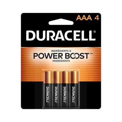 Duracell Coppertop AAA Batteries with Power Boost Ingredients, 4 Count Pack Triple A Battery with Long-lasting Power, Alkaline AAA Battery for Household and Office Devices