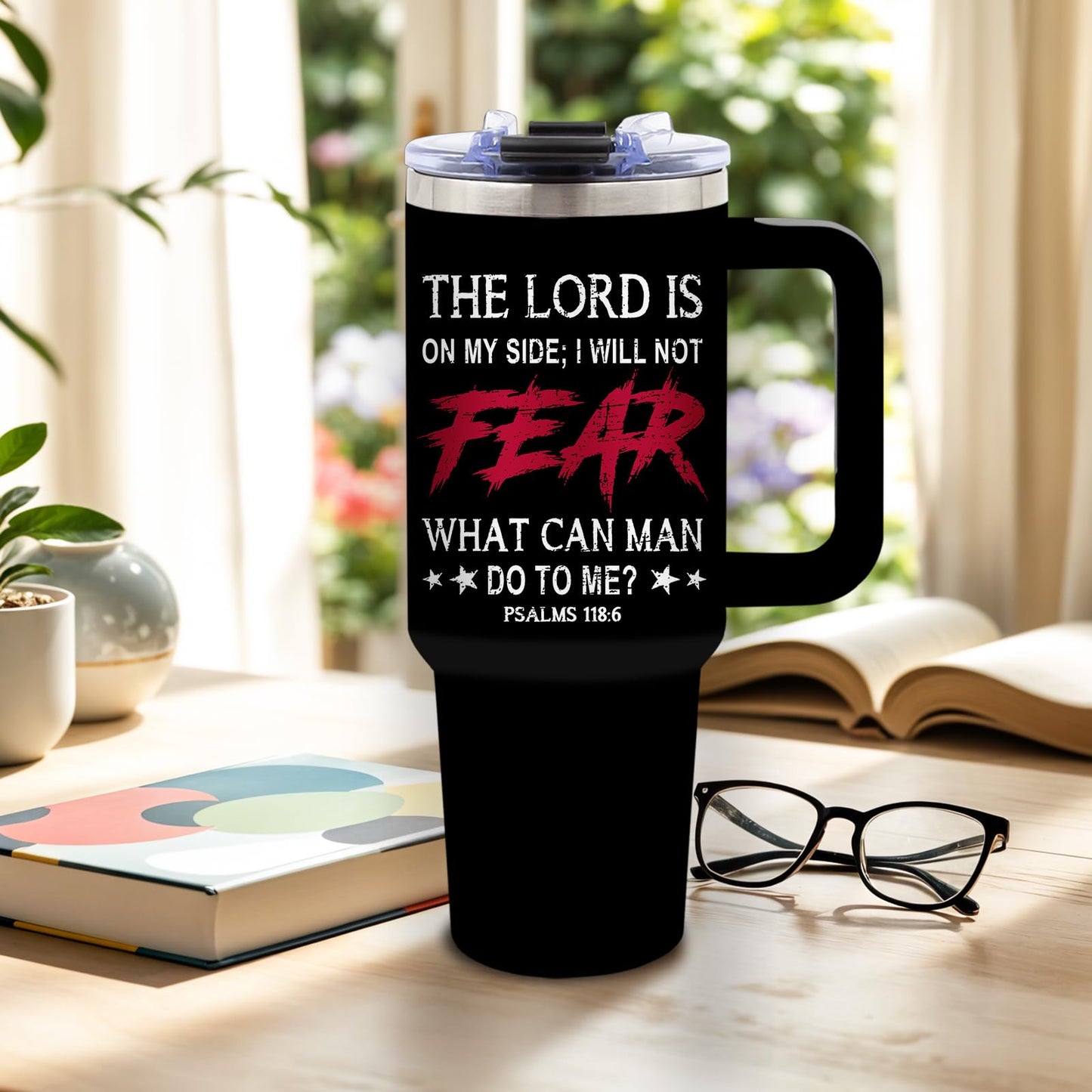 DUUV Christian Gifts for Men, Jesus Christian Tumbler 40 Oz, Inspirational Religious Gifts for Men, Spiritual Bible Verse Catholic Gift for Christmas Thanksgiving, Faith Over Fear Gift Tumbler, 1PCS