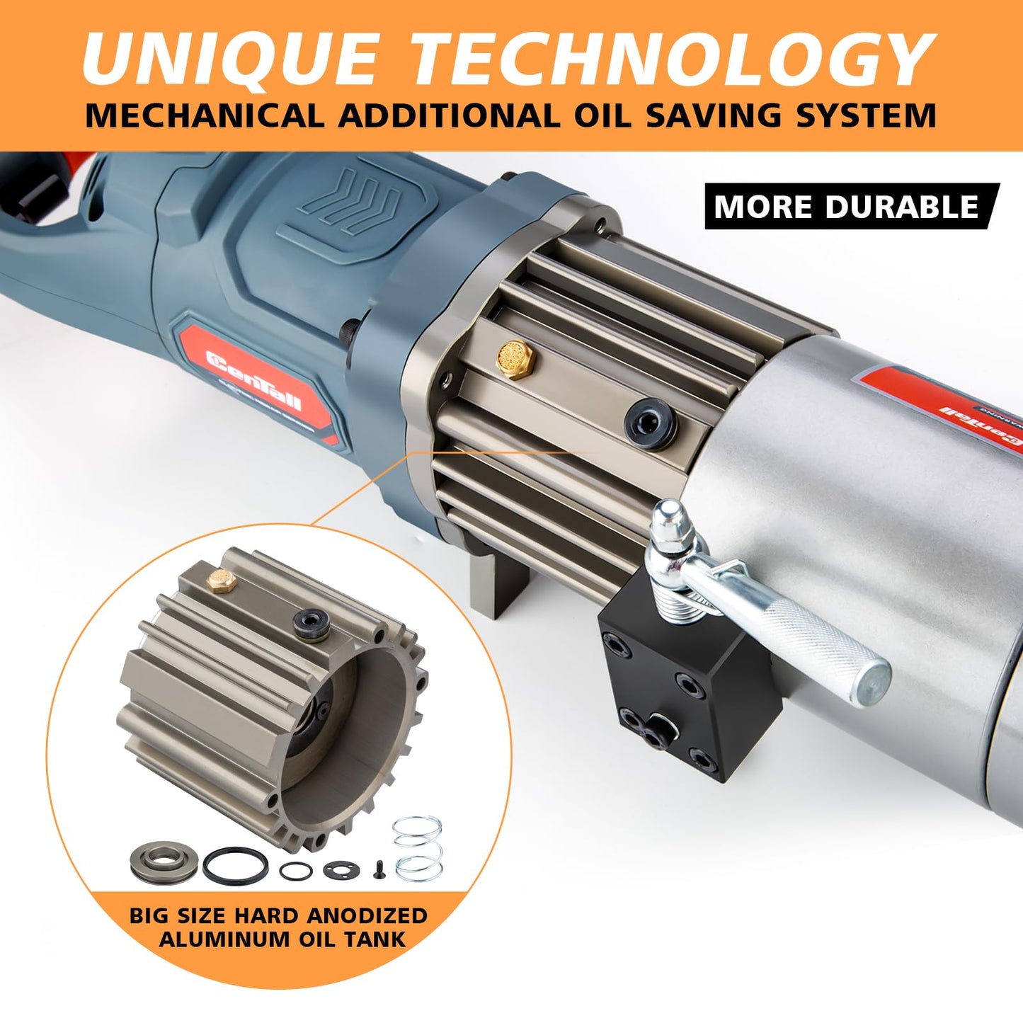CENTALL Electric Hydraulic Rebar Bender 1150 W Hydraulic Rebar Bending Machine 7/8 Inch #7 10-22mm Rebar within 2.5-3 s Easy Bending Rebar Steel Bar HRB-22 (Grey + Orange)