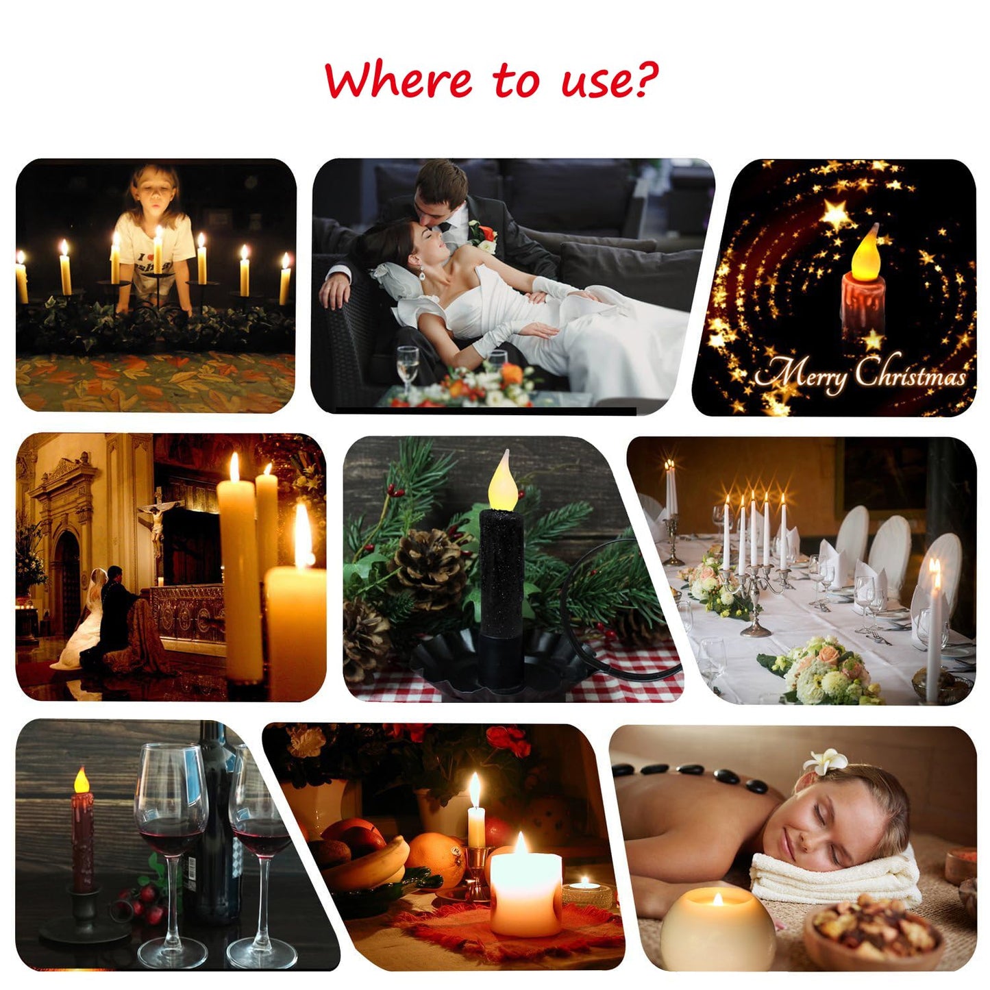 CVHOMEDECO. Glitter Flameless Candles Flickering Battery Operated LED Taper Candles with Timer for Home, Wedding, Halloween, Christmas Decor. Black, 4-3/4 Inch, Set of 3