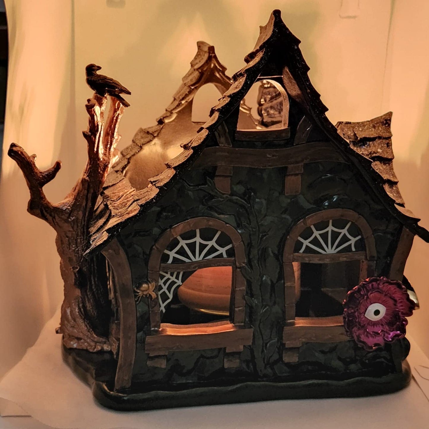 Halloween Candle Holder Compatible with Bath & Body Works and White Barn 3-Wick Candles - Select Your Favorite! (Candle NOT Included) - Haunted House Luminary