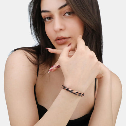 Handmade Elegant Copper Bracelet for Women and Men-Pure Copper Bracelet for Pain Relief and Stress Relief-Adjustable, Thickest, Twisted Copper Wire Bracelet to Fit many Size Wrist(folded) (helix)