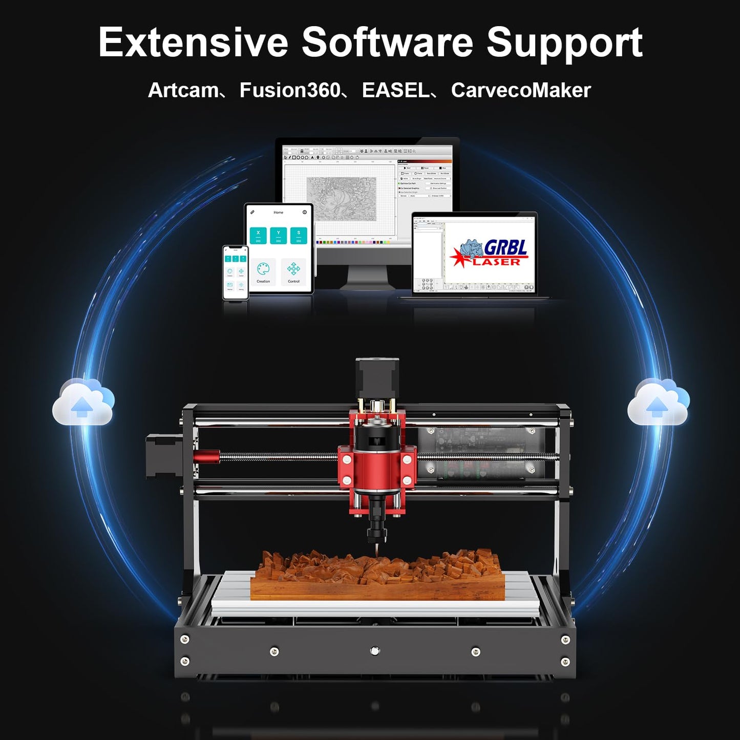 TTC3018 Pro CNC Router Machine,Desktop CNC Engraving Machine Upgraded 3-Axis Engraving All-Metal Milling Machine for Wood Acrylic MDF Nylon,300mmX180mmX40mm Working Area